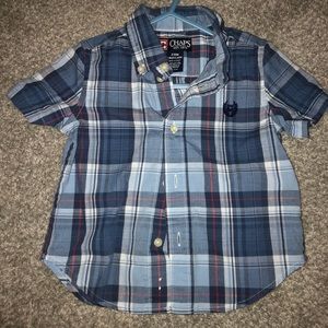 Toddler boys Chaps navy plaid button up